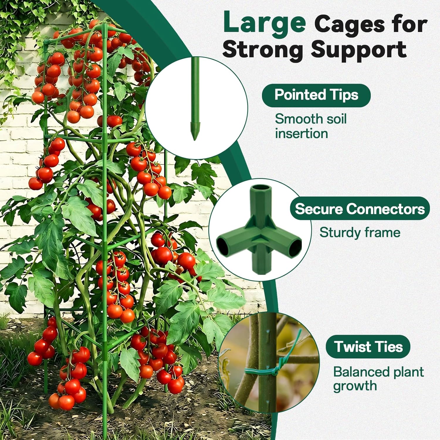 3 Pack Tomato Cages for Graden 60 Inch, Adjustable Metal Tall Heavy Duty Tomato Trellis Plant Support, Tomatoes
