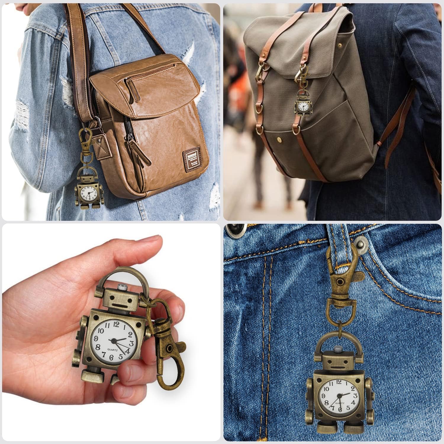 Men's Portable Quartz Pocket Watch with Key Chain,Portable Quartz Arabic Digital Dial Pocket Watches with Chain