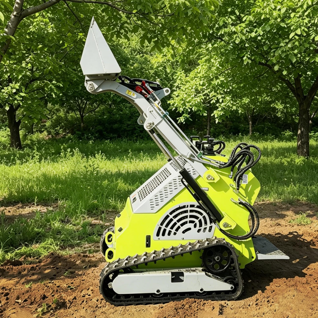 Mini Triangular Track Skid Steer Loader T460P with 43.8 inch Bucket, 23HP Multifunction Stand-On Crawler Skid Steer