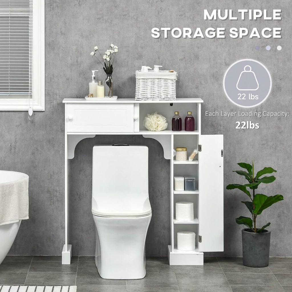 Over The Toilet Bathroom Cabinet Storage Cabinet White | Freestanding Toilet Rack, Bathroom Storage Organizer