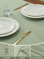 Textured Linen Rectangle Table Cloth, Sage Green, 52 x 70 Inch