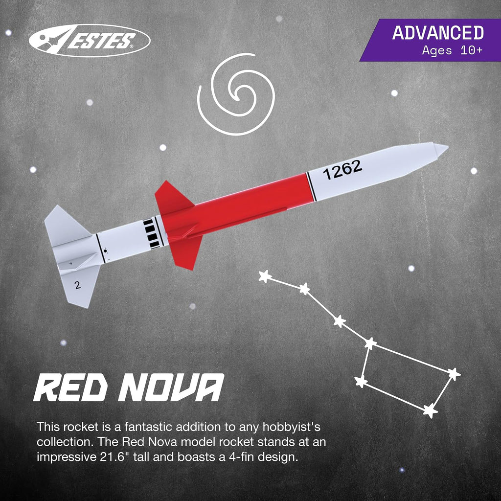 7266 Red Nova Flying-Model-Rocket Kit, Advanced Rocket-Building Kit for Ages 10+