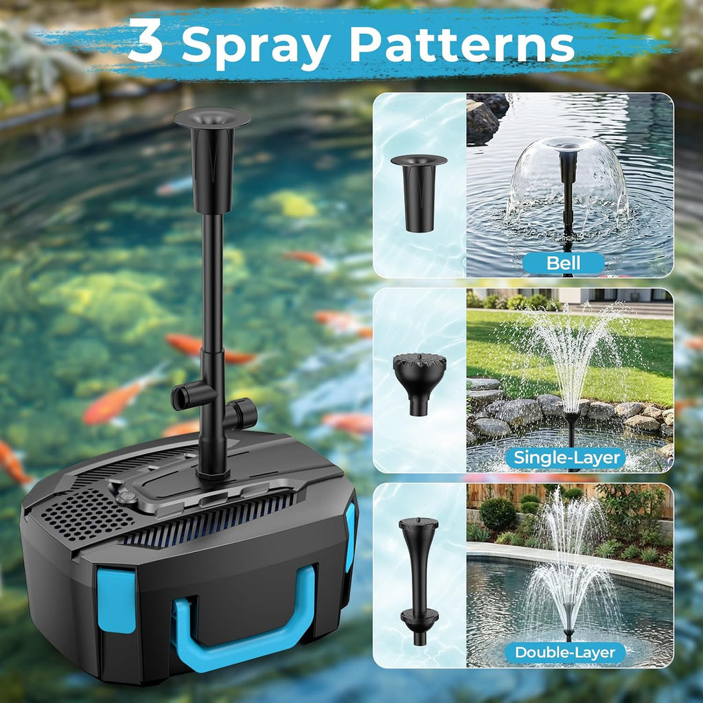 400GPH All-in-1 Pond Pump and Filter Kit for Pond 100 to 400 Gallons
