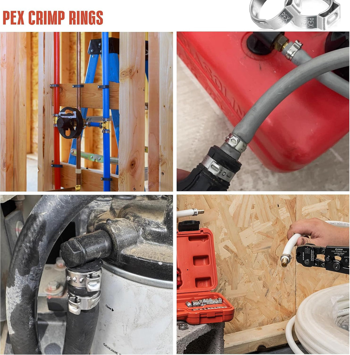 AKIHISA 54PCS 3/4 Pex Crimp Rings for PEX Fitting Pipe Tubing Connections