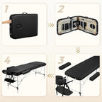 Portable Folding Massage Table Adjustable Lash Tattoo Bed Black