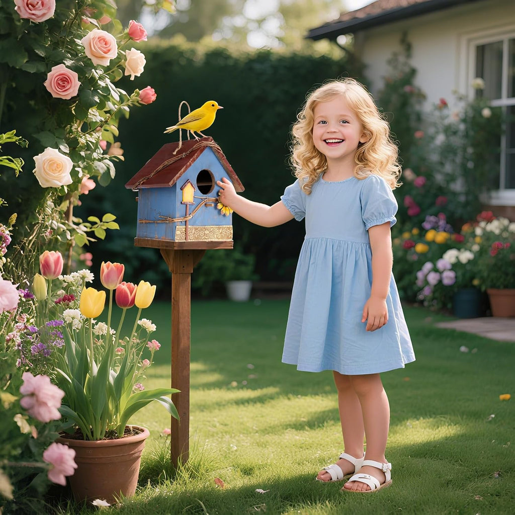 Bird Houses for Outside Clearance, Hanging Birdhouses for Outdoors, Garden Wooden Blue Bird Houses for Outdoors, Bird