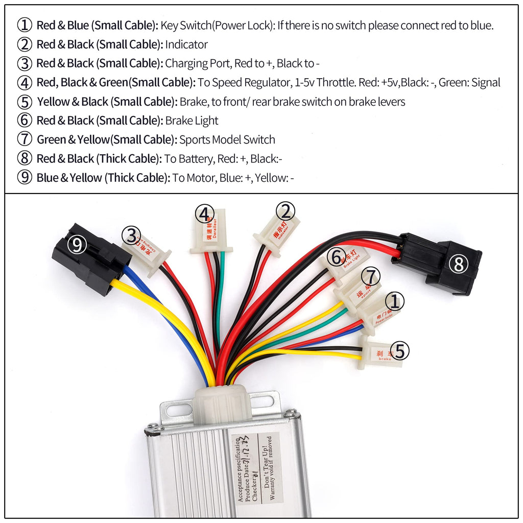 Controller 48V1000W for Brushed Motor with Black Battery Connector Terminal