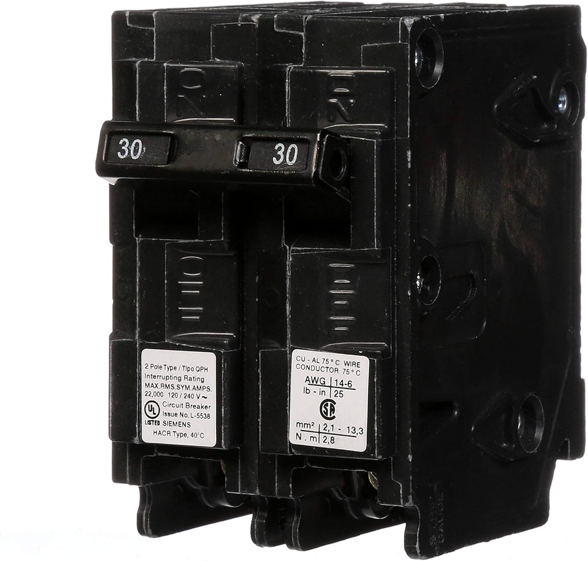 SIEMENS Q230H 30-Amp Double Pole 22kA Type QPH Circuit Breaker