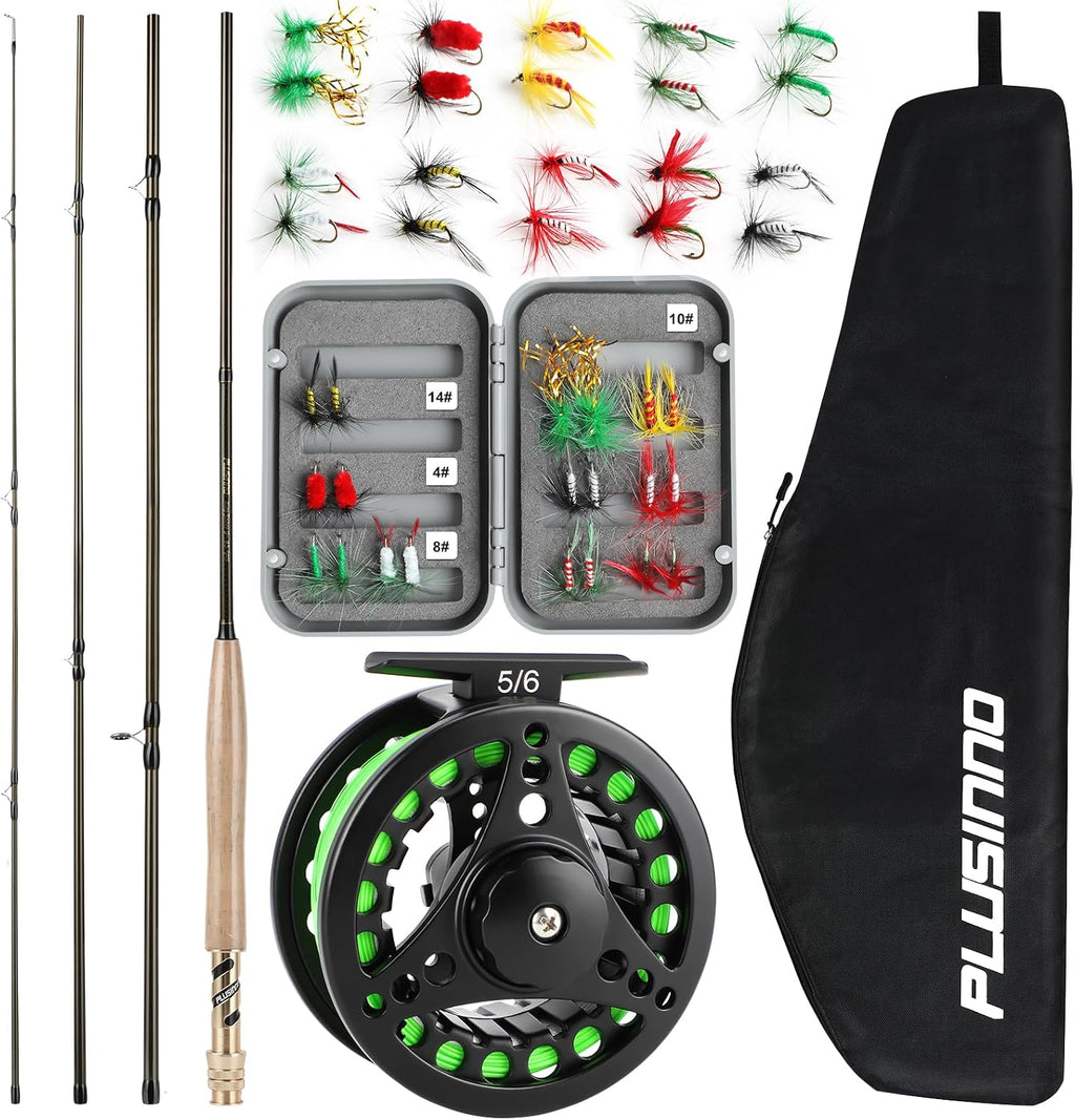 Fly Fishing Rod and Reel Combo Kit, Fly Fishing Rod for Starters | 4 Piece Lightweight Ultra-Portable Graphite 5 Wt