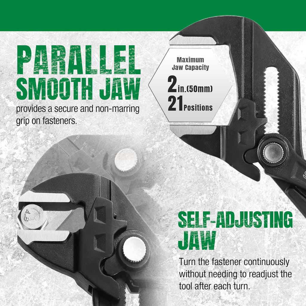 5-Piece Pliers Set, 8" Adjustable Joint, 8", 10" and 12" Quick Adjust V-Jaw Groove Joint, 10" Pliers Wrench, Premium