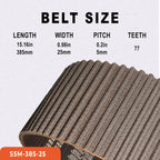 PODYORK STD S5M-385 25mm Timing Belt 1-Pack Closed Loop for CNC Router