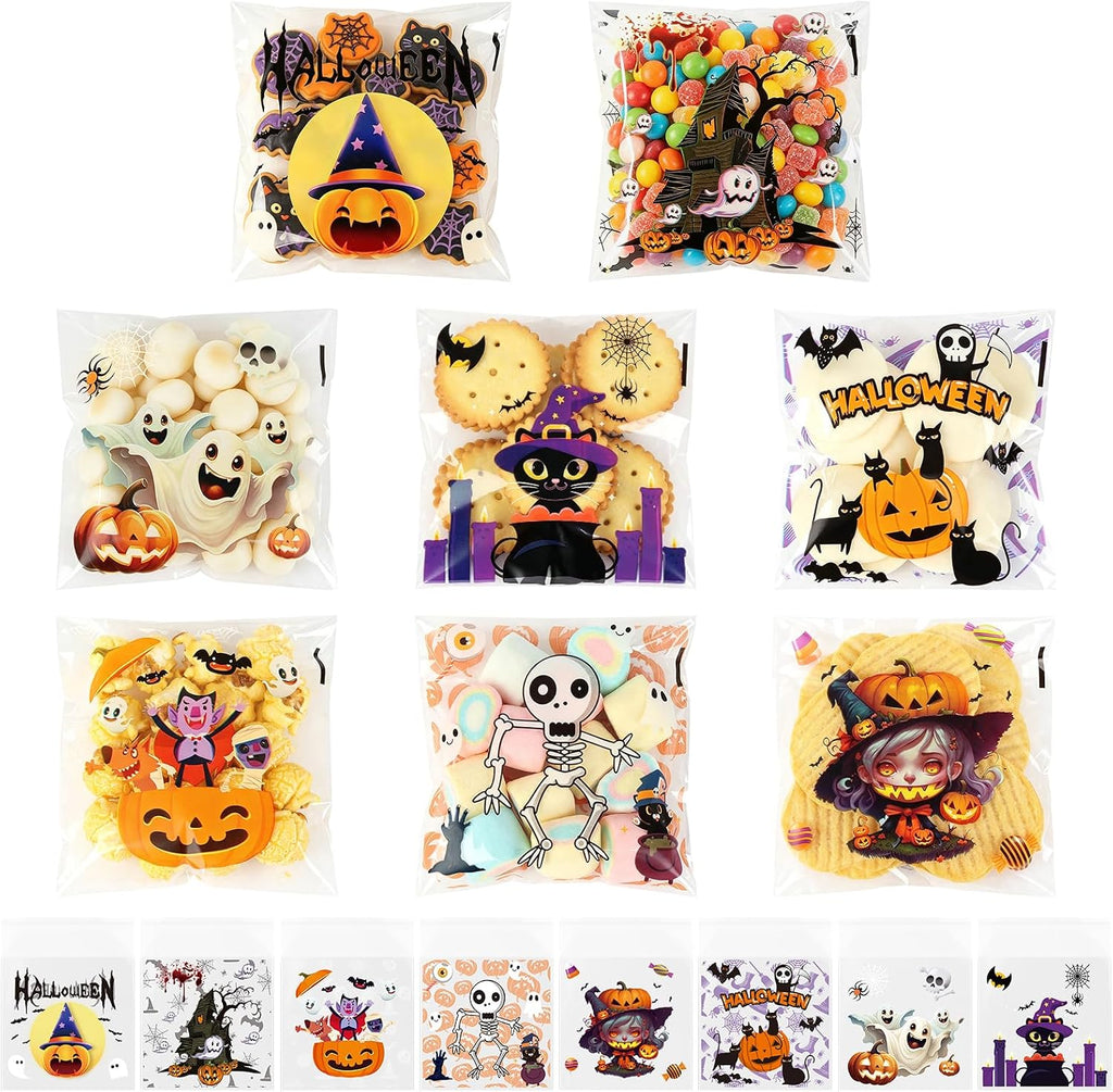 Halloween Treat Bags 200 PCS, Self Seal Cellophane Candy Bags (Set A)