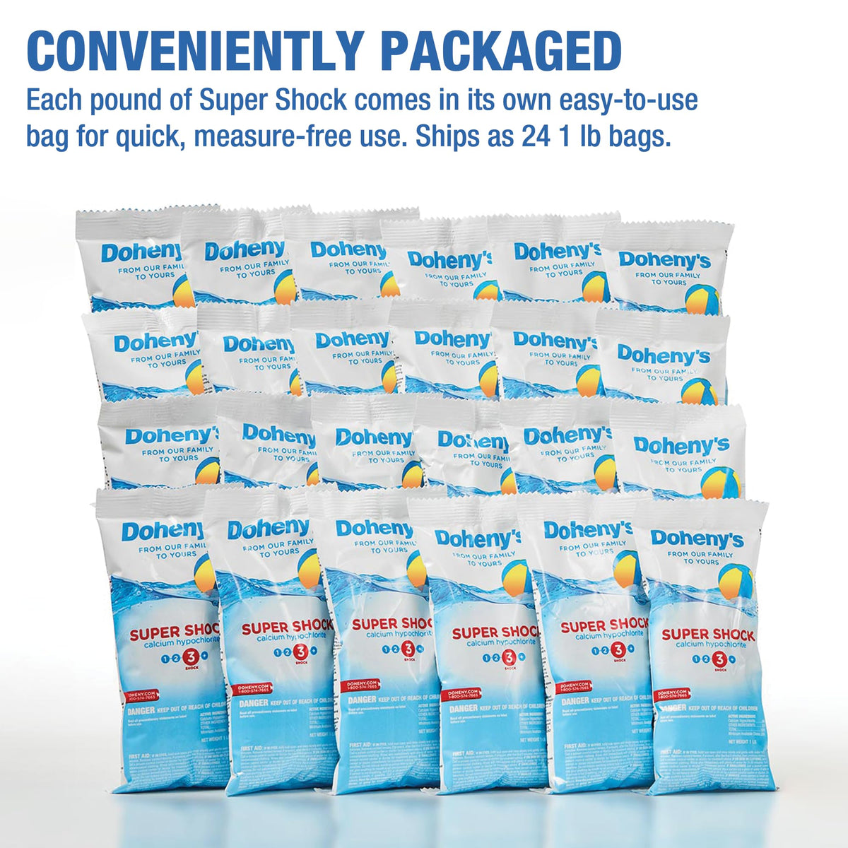 Super Pool Shock | Pro-Grade Chlorine Shock, Quick-Dissolving, Fast-Acting 68% Cal-Hypo Granular Pool Shock | 24 x