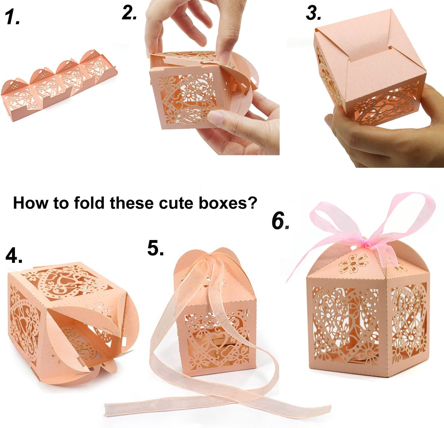 100 Pack Wedding Favor Boxes Laser Cut Boxes Party Favor Box Small Gift Boxes Lace Candy Boxes for Wedding Bridal