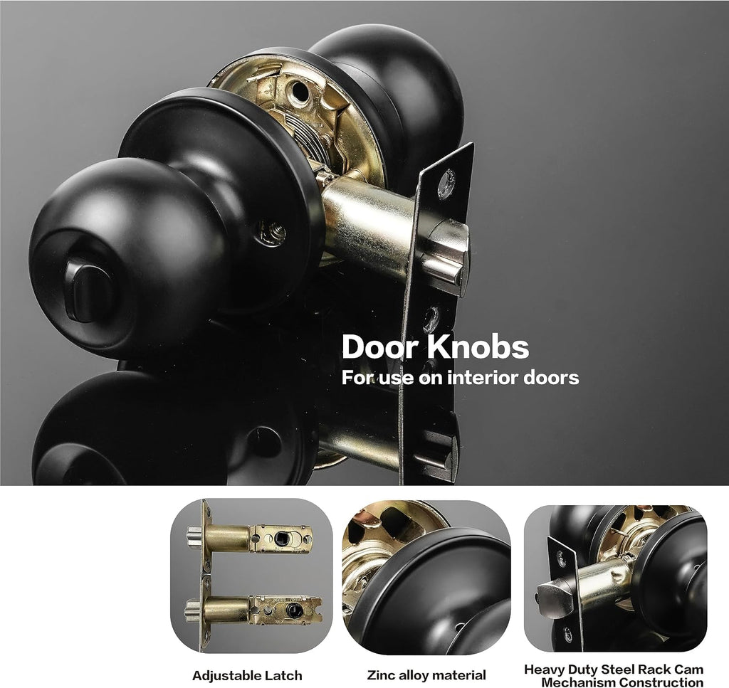 Exterior Door Lock Set with Deadbolt, Keyed Alike Door Lock with Key for Front and Entry Doors, Matte Black Finish, 2
