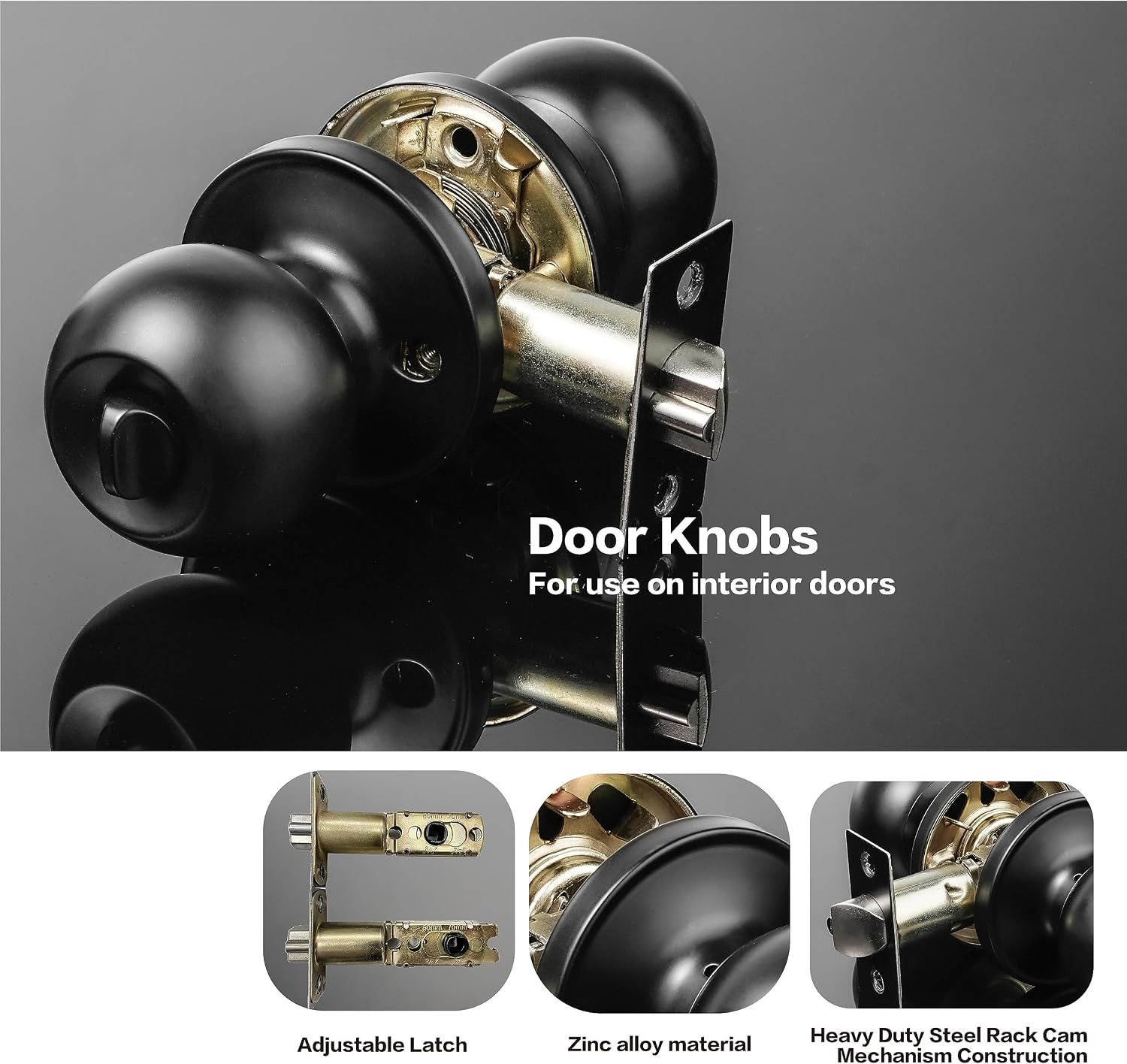 Exterior Door Lock Set with Deadbolt, Keyed Alike Door Lock with Key for Front and Entry Doors, Matte Black Finish, 2