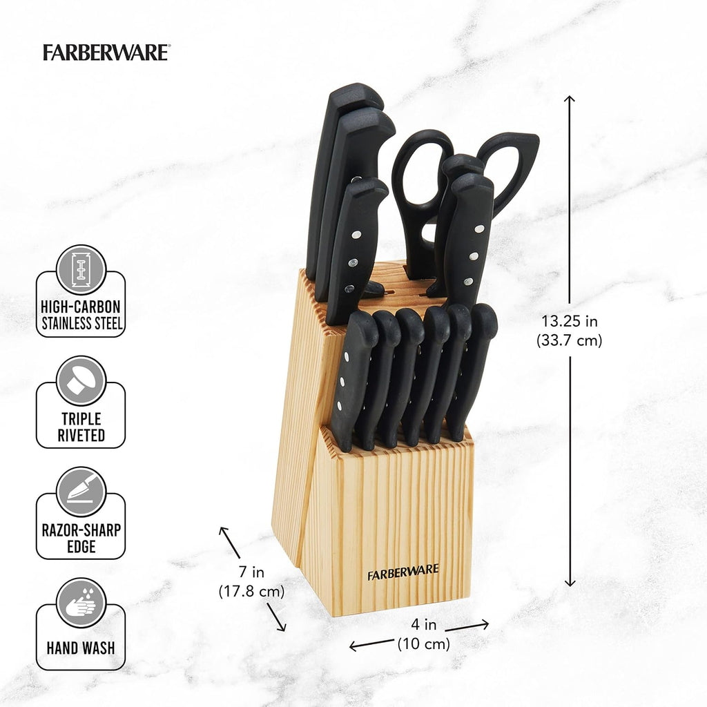 22-Piece Kitchen Knife Block Set, High Carbon Stainless Steel