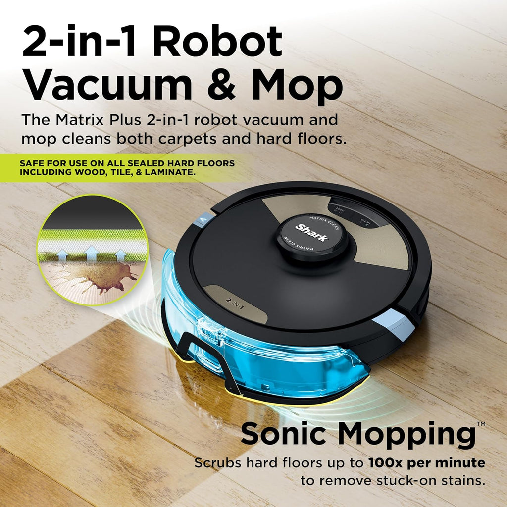 Matrix Plus 2-in-1 Robot Vacuum & Mop, Black/Brass, AV2610WA | Sonic Mopping, Matrix Clean, CleanEdge, HEPA 60-Day