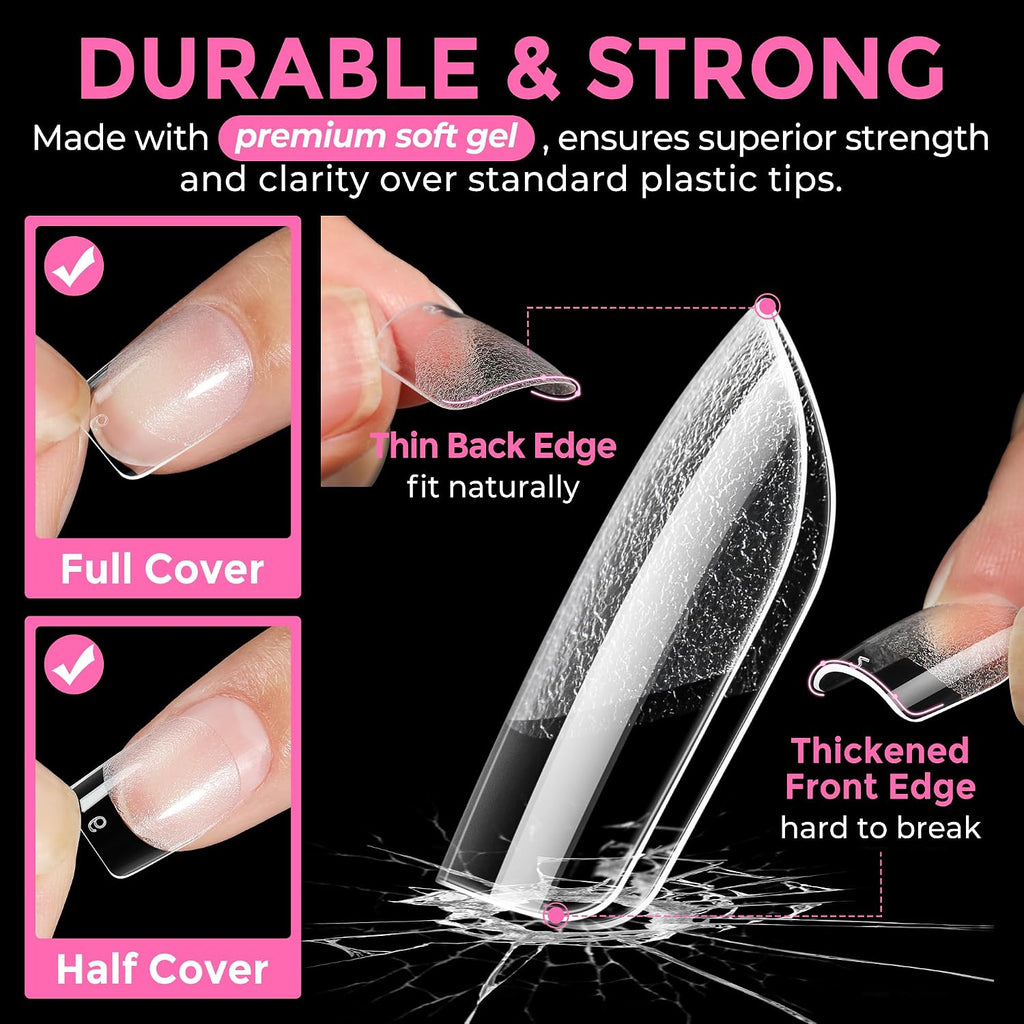 Extra Short Square Nail Tips XS 216pcs Soft Gel Tips