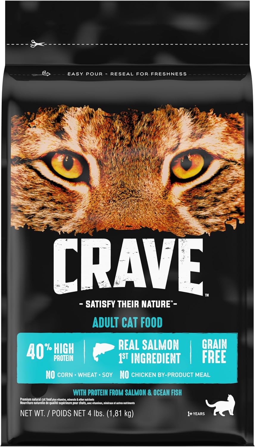 Grain Free High Protein Dry Cat Food, Salmon & Ocean Fish, 4 lb