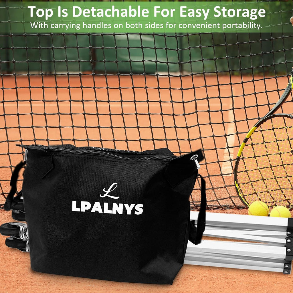 Pickleball Tennis Ball Hopper-Foldable Lightweight Tennis Cart Holds 180 Tennis/160 Pickleballs with Removable
