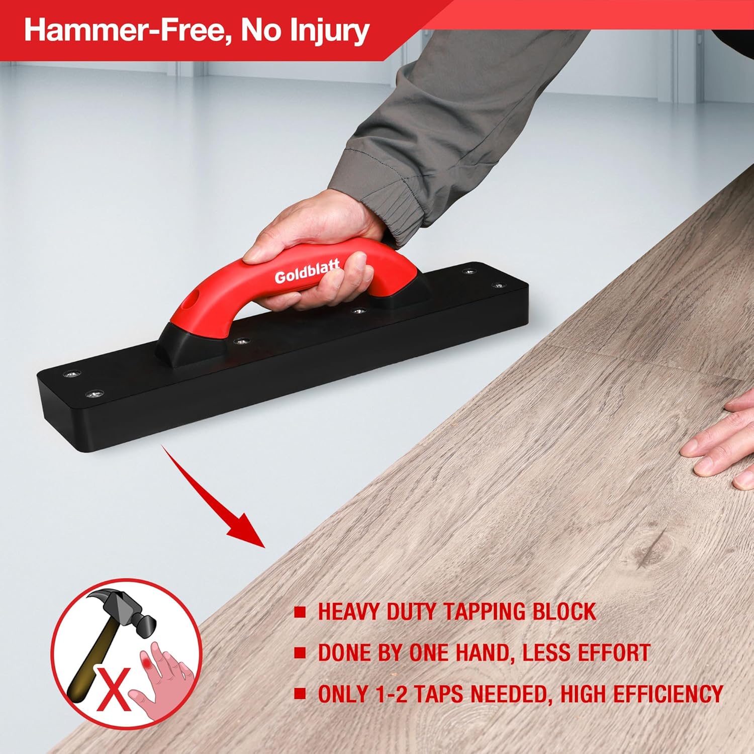 Tapping Block for Vinyl Plank Flooring, 9" Large Soft-grip Handle