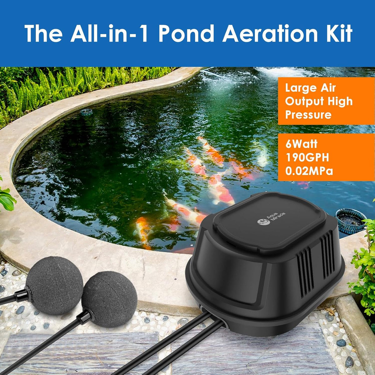 All-in-One Koi Pond Aerator for Outdoor Ponds up to 1800 Gal