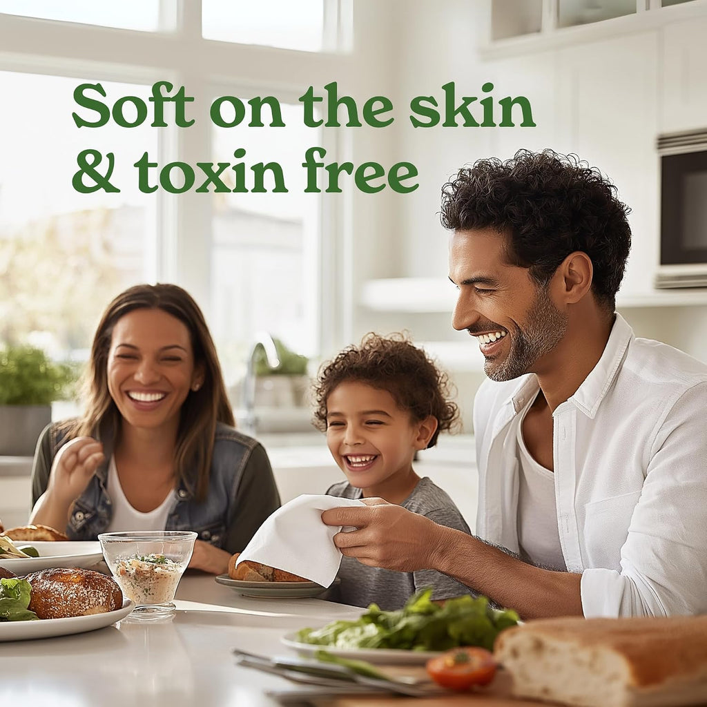 Tree Free Napkins, 4 Packs of 250, 1000 Total Napkins, Sustainable & Disposable Kitchen Napkin