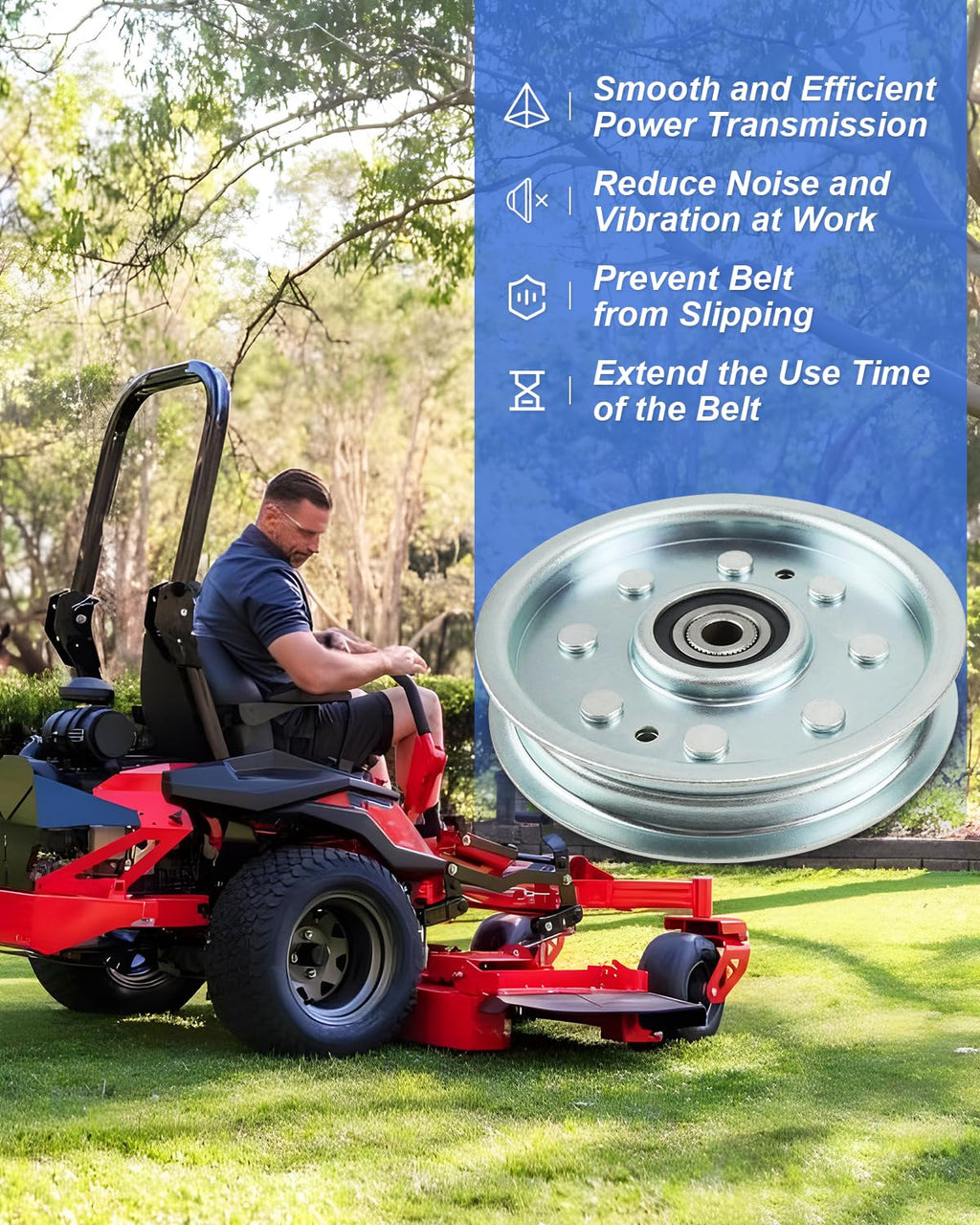 Idler Pulley Belt Pulley Wear Resistant Fit for Ariens Zoom 2350 1540 1640 1634 Fit for Gravely Mowers ZT XL 42 52 Pro-Turn 160 148 1540 Replace 07300101 039608 07312500 07312559-Durable and Quiet