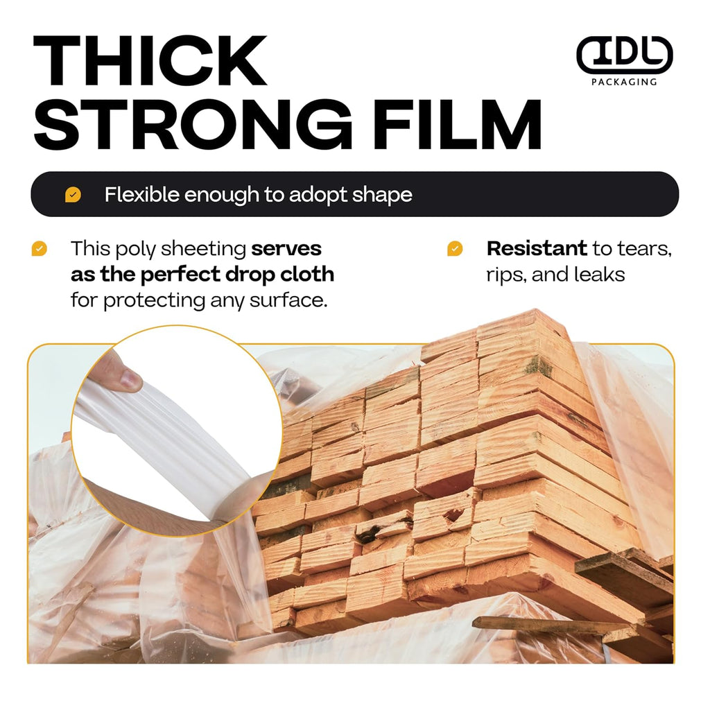 Clear 4 mil Plastic Sheeting for Painting, 4' x 50' (200 sq. ft.) LDPE Film Roll - Heavy-Duty Thick Polyethylene for