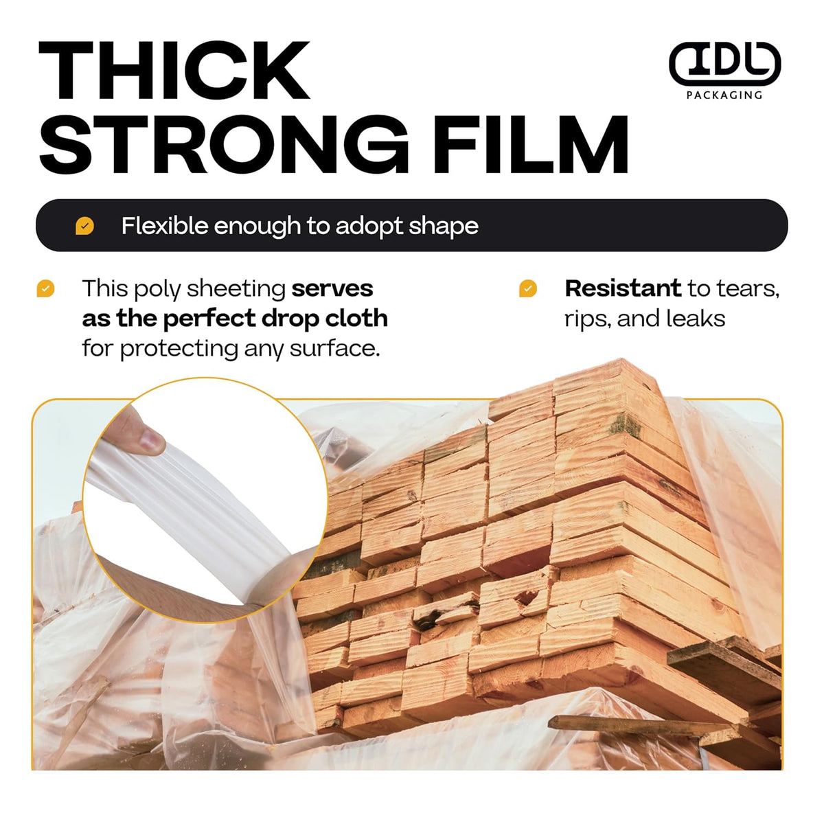 Clear 4 mil Plastic Sheeting for Painting, 4' x 50' (200 sq. ft.) LDPE Film Roll - Heavy-Duty Thick Polyethylene for