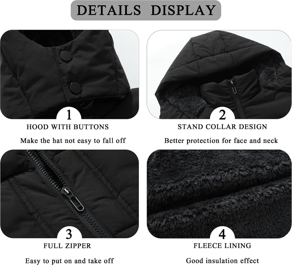 Boy's Waterproof Winter Coat Warm Down Jacket Hooded Puffer Parka | Insulated Fleece-Lined Outerwear for Kids