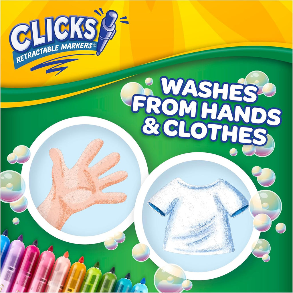 Clicks Retractable Tip Markers (10ct), Washable Cone Tip Art Marker Set, Cute Aesthetic School Supplies, Classroom