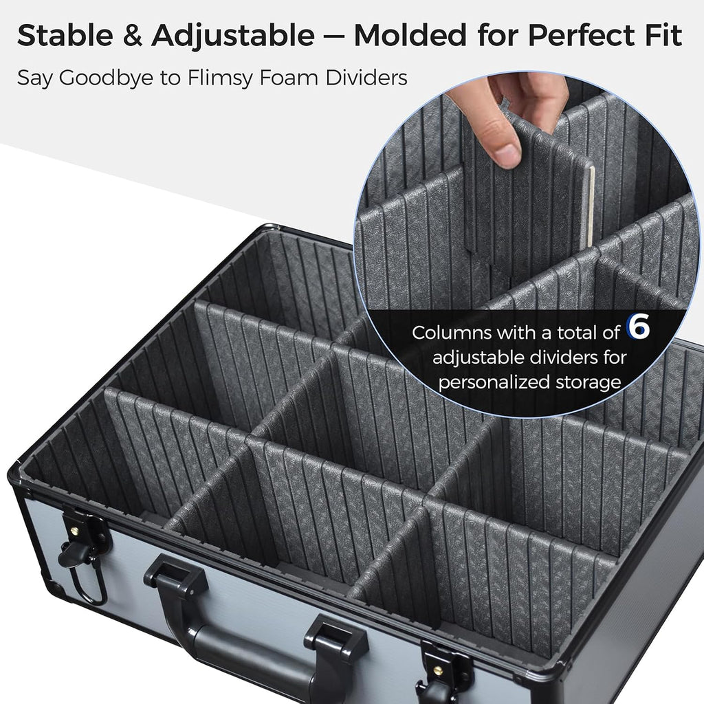 Graded Card Case Storage Box – Extra Large Trading Card Storage Box with 8 Adjustable Dividers – Baseball & Sports