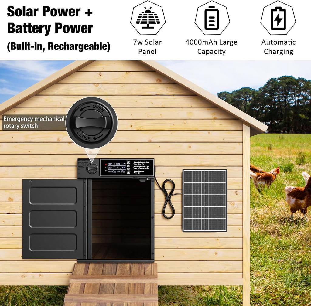 Automatic Chicken Coop Door, Large Size Solar Powered Coop Door
