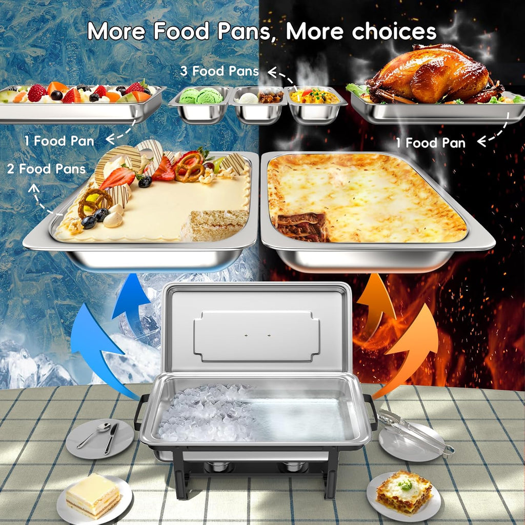 11Qt Chafing Dishes for Buffet, Multi-Size Pans 4 Pack, Black