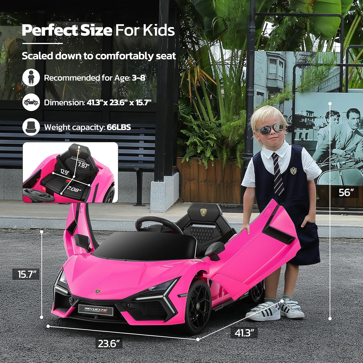 Licensed Lamborghini Car for Kids to Drive with Scissor Door,Toddler Ride on Toys with Remote Control,12V Battery Car