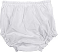 Baby Girls White Elastic Bloomer Diaper Covers - Embroidered Eyelet Edging Around Legs - LG