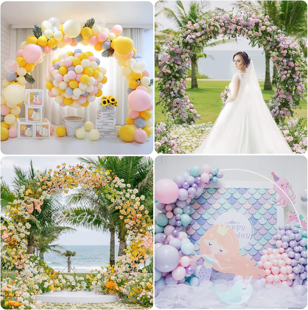 Round Backdrop Stand 8FT White Wedding Balloon Arch Stand for Party