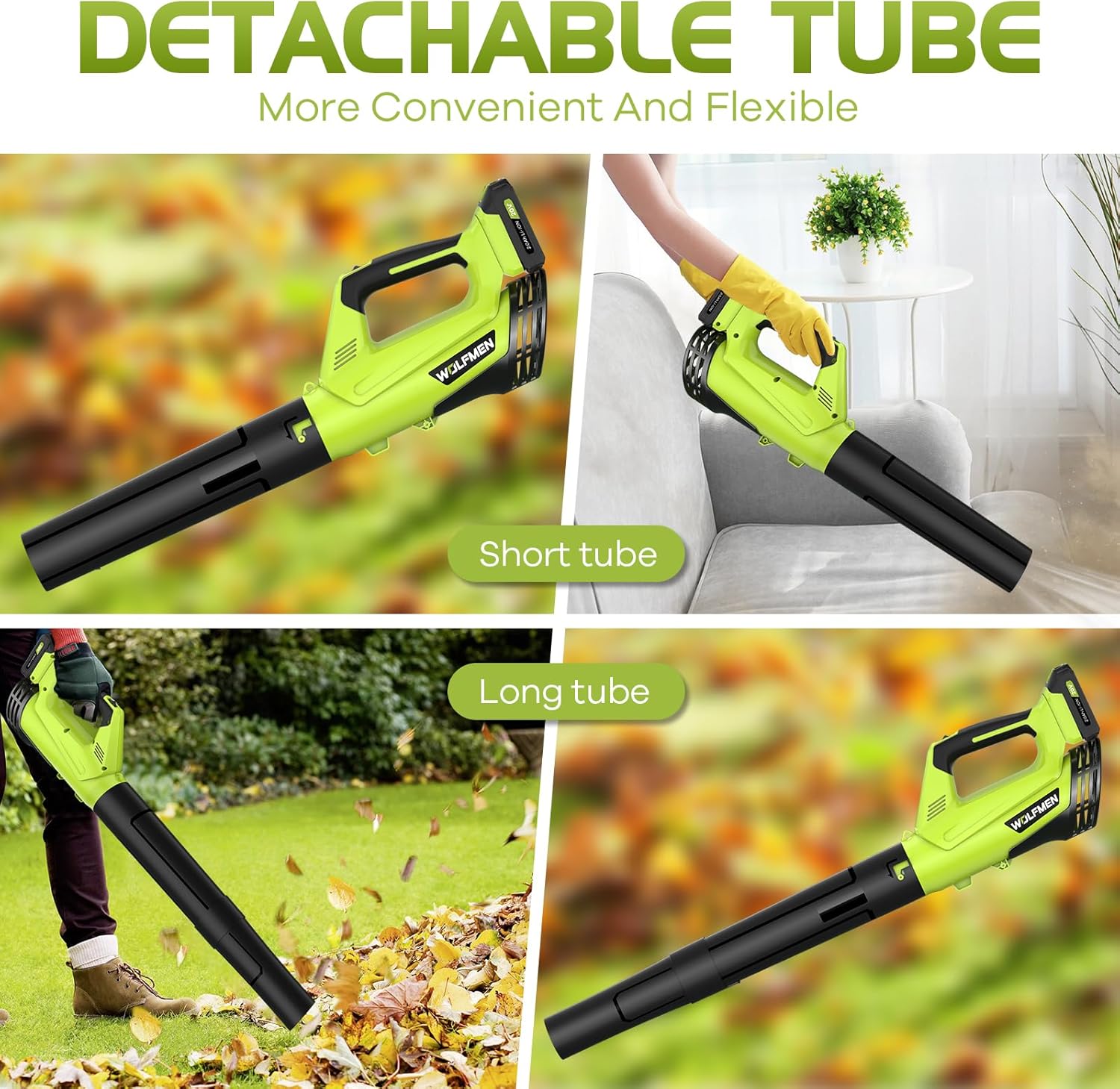 Leaf Blower, Electric Cordless Leaf Blower with 2 Batteries and Charger, 2 Speed Mode, Lightweight Leaf Blowers for