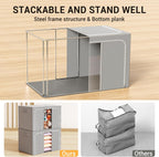 Clothes Storage Bins with Metal Frame Foldable Storage Box Clothes Organizers Storage Containers for Clothes Sheets