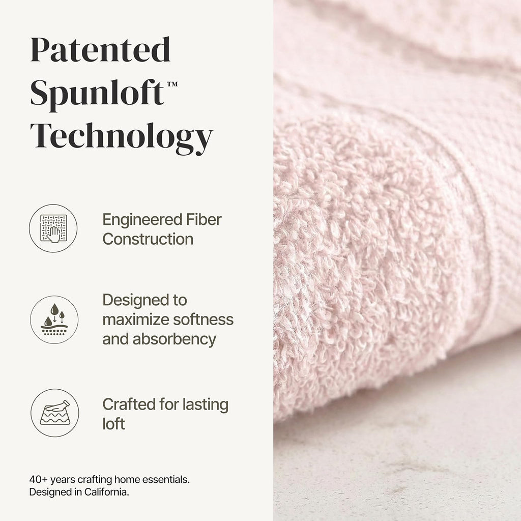 Spun Loft 6-Piece 100% Combed Cotton Towel Set - Bath Towels, Hand Towels, & Washcloths - Super Absorbent & Quick Dry
