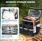 Food Delivery Backpack, Expandable Insulated Pizza Bag with 4 Cup Holders