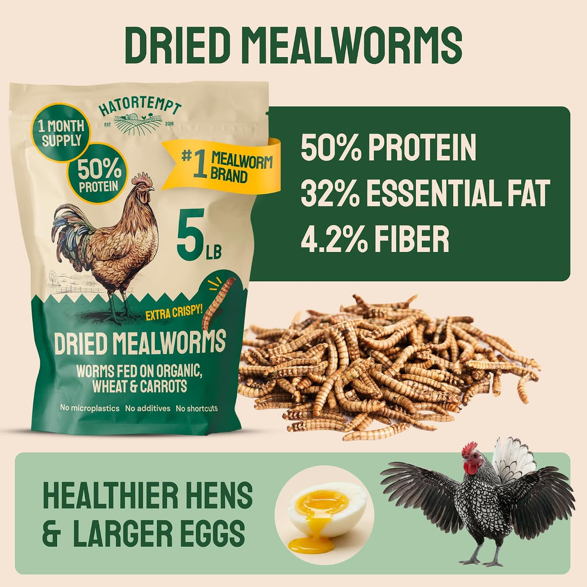 5lb Dried Mealworms for Chickens & Wild Birds, Chicken Feed