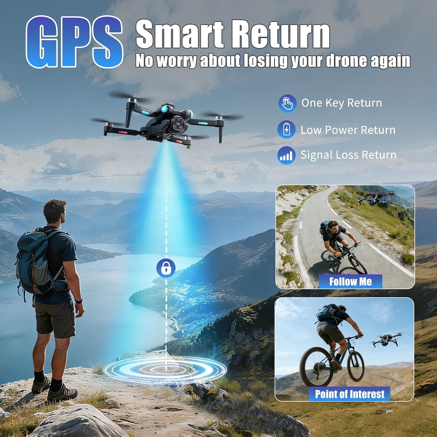 A189 GPS Drones with Camera for Adults 4K, 60Min Flight Time 4.5" HD Screen | 360° Obstacle Avoidance, Long Control