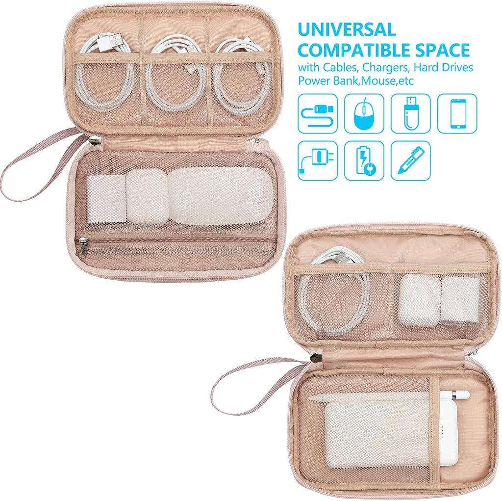 Electronics Travel Organizer Cord Case, Charger Cable Tech Bag | Double-layer bag keeps chargers, cables, flash