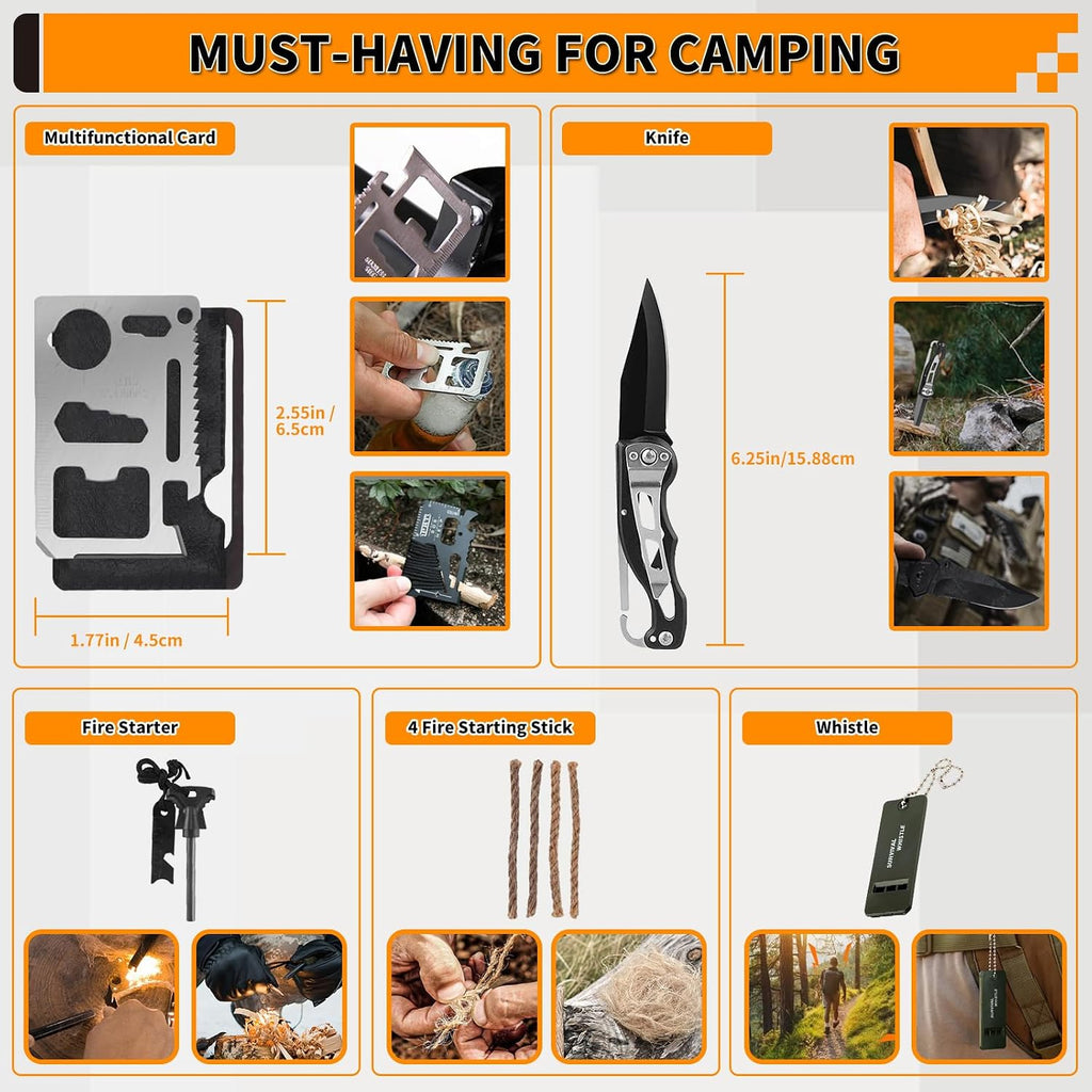 Survival Kit, Gifts for Men Women Teen Boys, 252 pcs Survival Gear and Equipment Mini First Aid Kit for Car Home