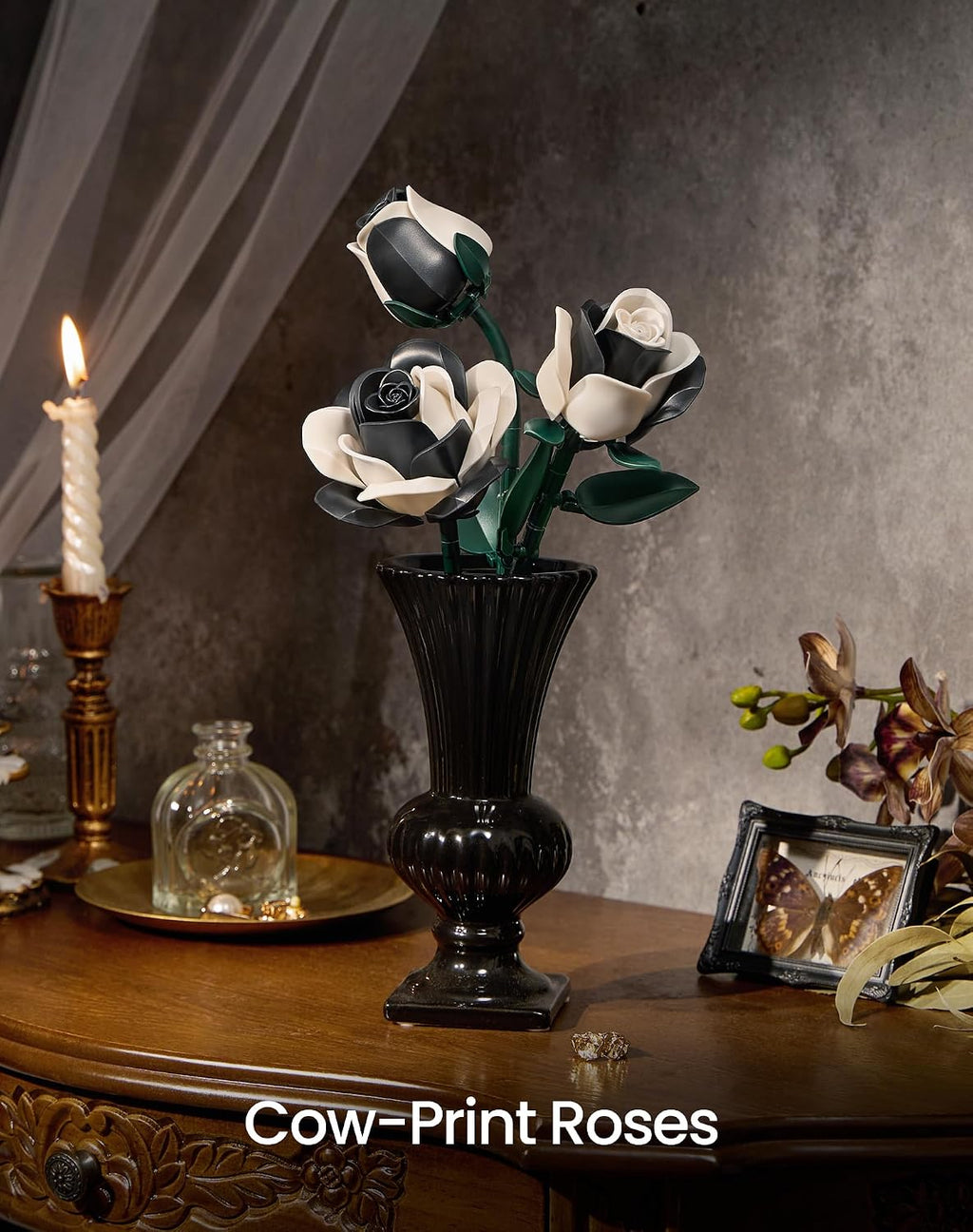 Black White Roses Flowers Building Set 3Pack Basket Stuffers Gifts