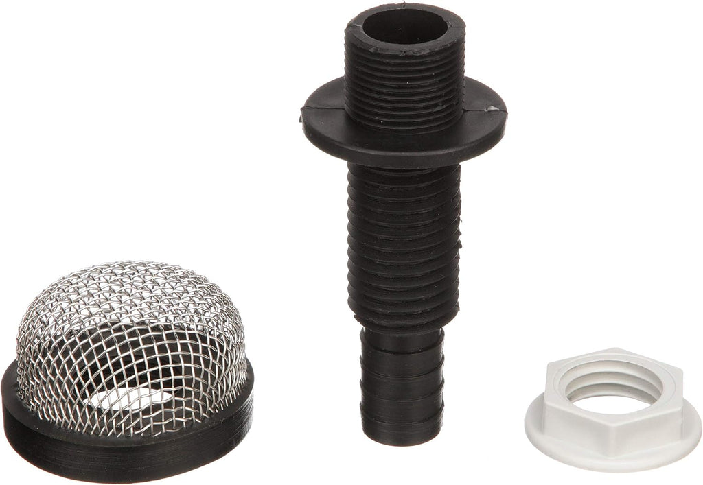 Seachoice Thru-Hull Strainer Mount with Aerator Screen, Fits 3/4 in. Hose, One Size, Black
