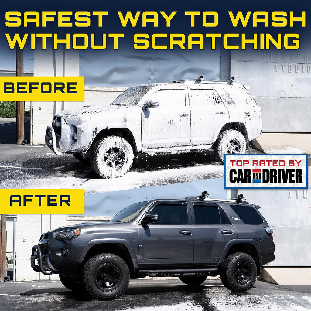 Foam King Car Wash Foam Gun & Microfiber Mitt, Foam Sprayer | Garden Hose Attachment, 6 Settings + Rinse Mode, Fits
